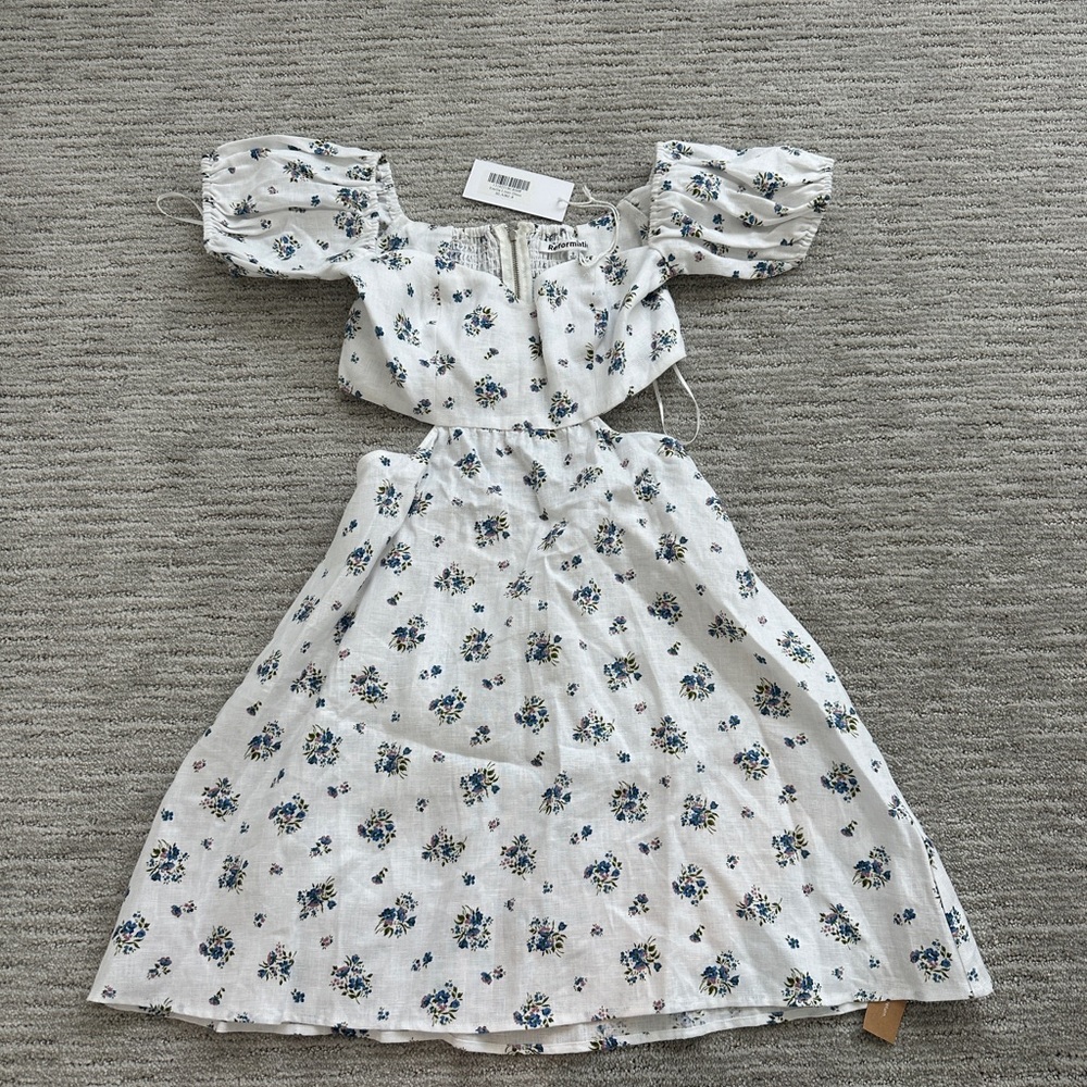 Reformation White and Blue Floral Dress